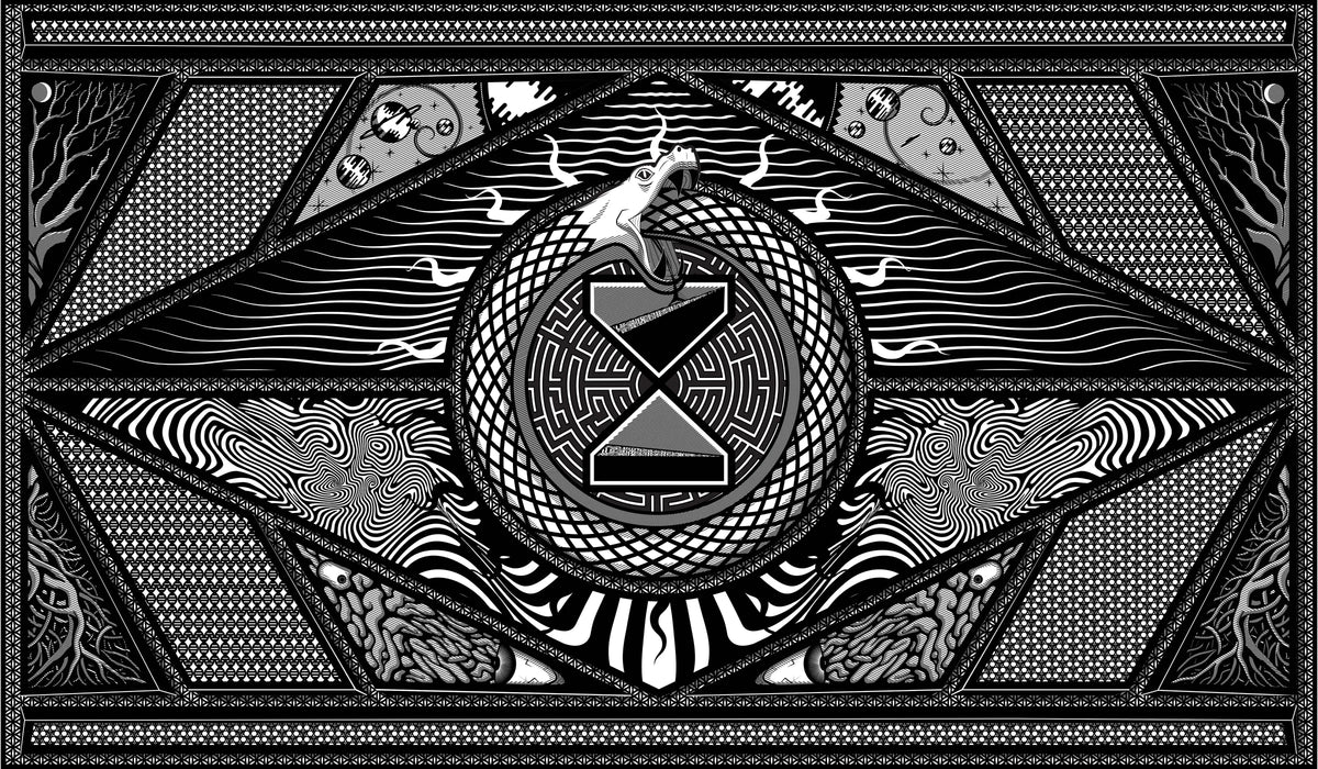 Ouroboros artwork by Cody Cox formatted for a playmat.